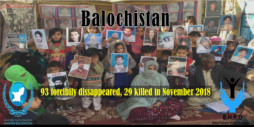 Balochistan: families are on sit-in hunger strike in Quetta. 93 forcibly disappeared, 29 killed in November 2018